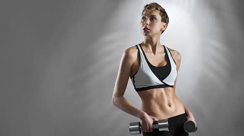Woman Lifting Dumbbell Weights