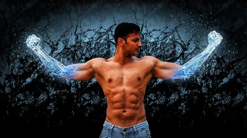 Man with Electrified Muscles and Abs